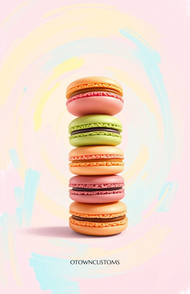 Food Photography Rainbow Macaron Tower