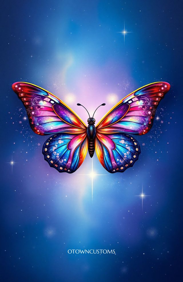 Vibrant Galactic Butterfly Art