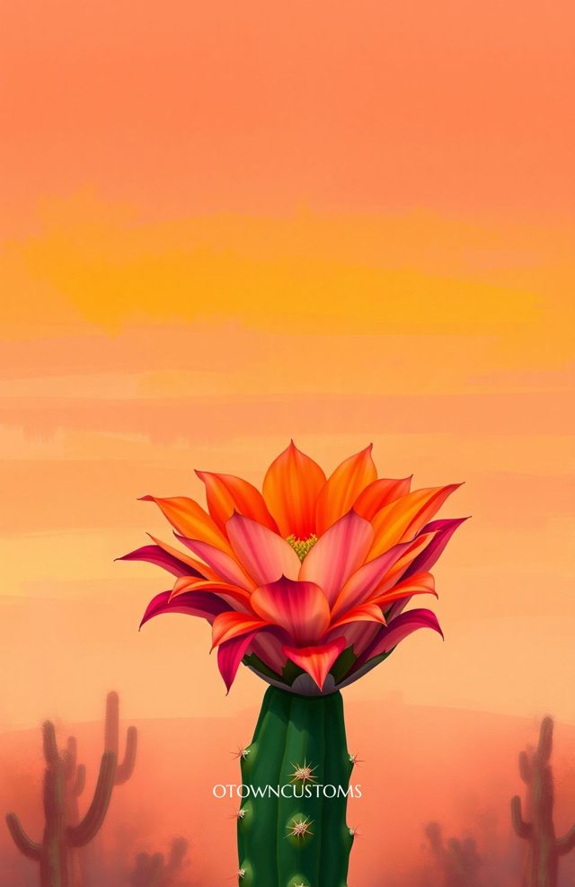 Desert Bloom Cactus Vibrant Art