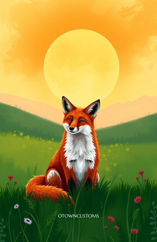 Golden Hour Fox Stylized Illustration