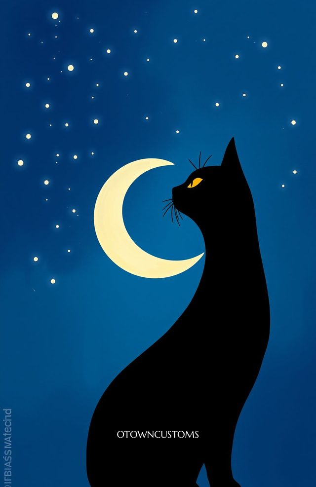 Art Deco Black Cat Mystic Crescent Gaze