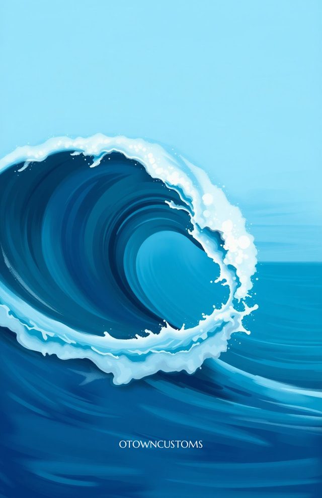 Stylized Wave Painted Ocean