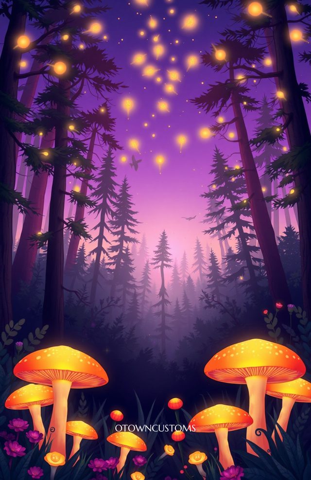 Enchanted Forest Whimsical Mushroom Glow