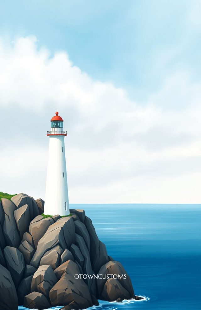 Digital Painting Lighthouse Coastal Ocean