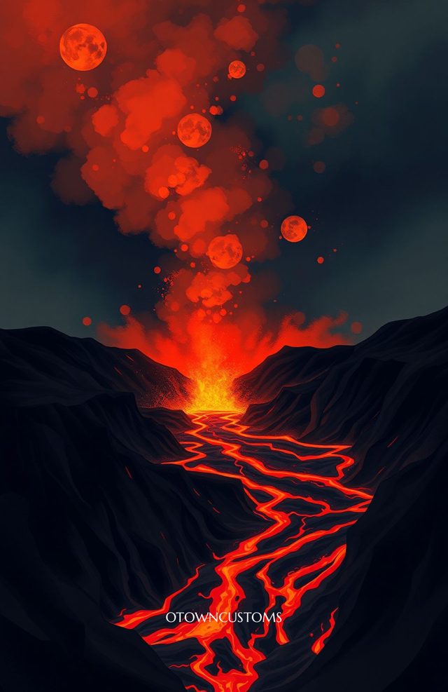 Dramatic Digital Art Lava Flow Volcanic