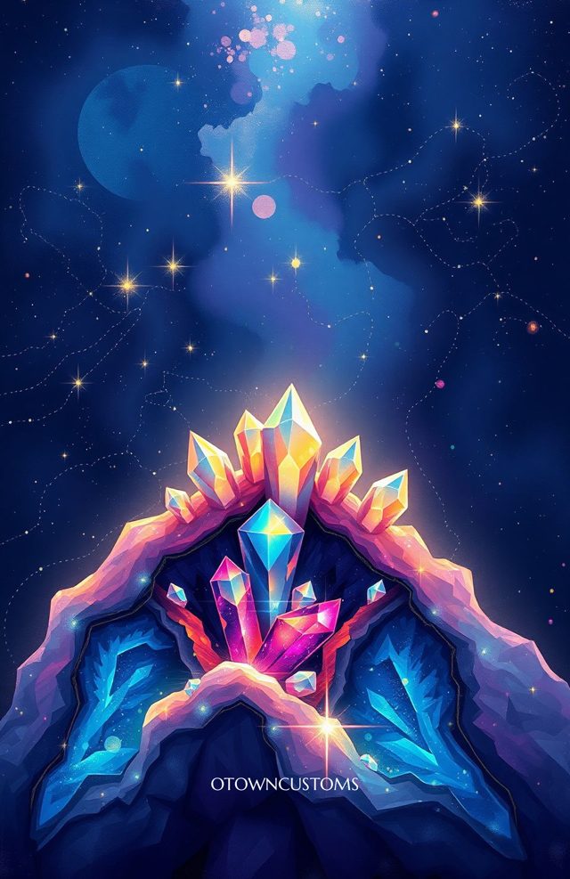 Vibrant Starry Sky Rainbow Crystals Geode