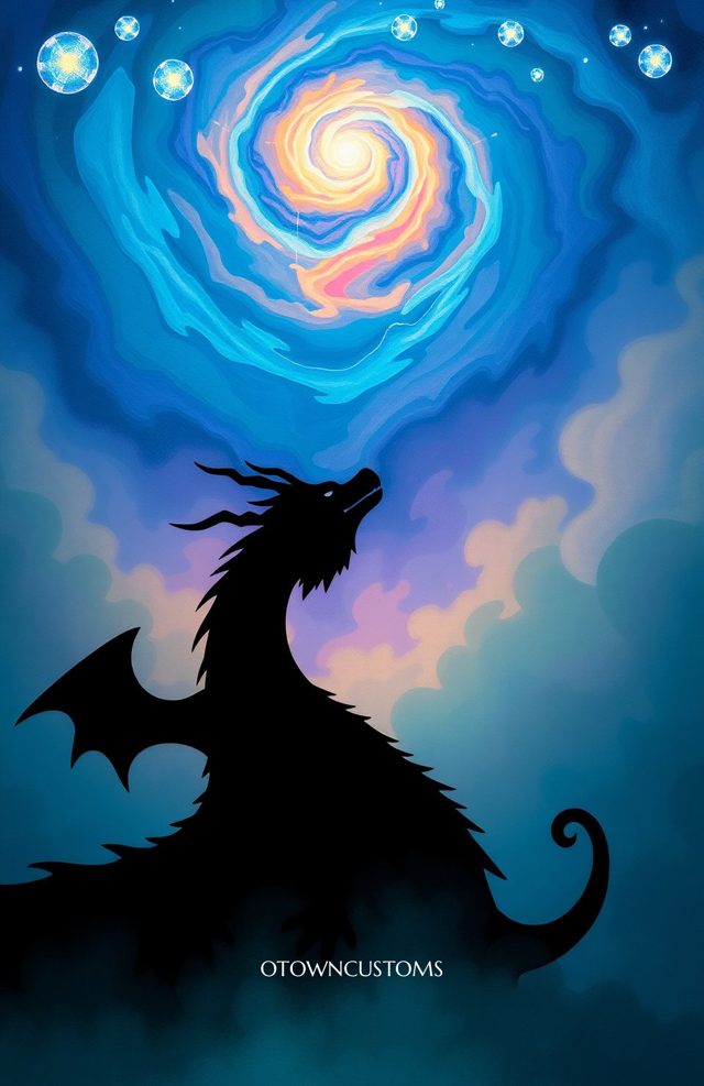 Silhouette Fantasy Cosmic Dragon Nebula