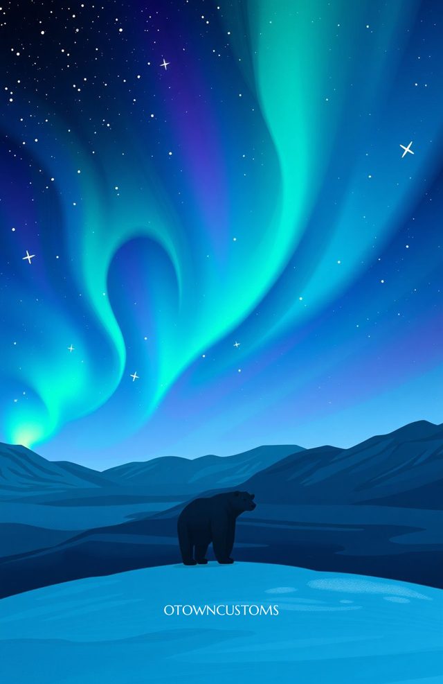 Minimalist Polar Bear Stargazer