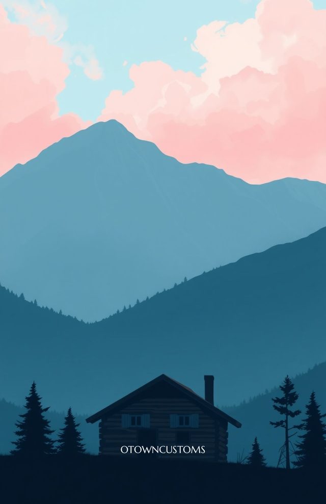 Minimalist Flat Rustic Cabin Mountain