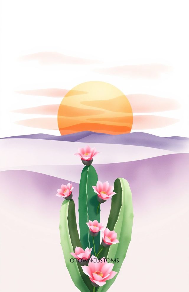 Watercolor Cactus Desert Bloom
