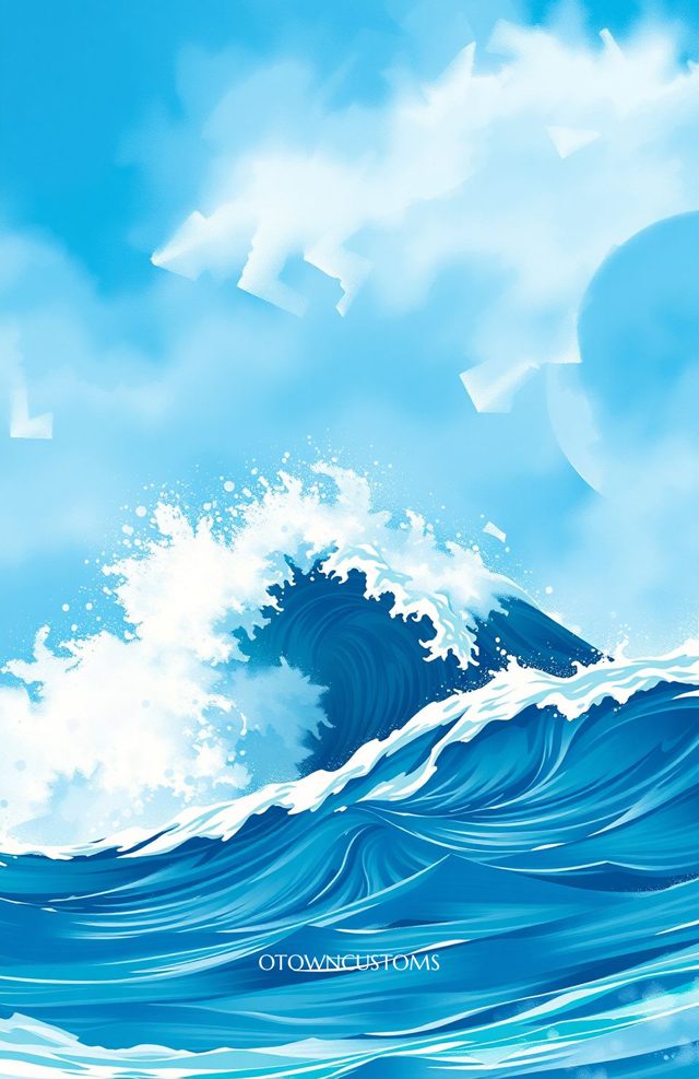 Stylized Ocean Wave Crashing Crest