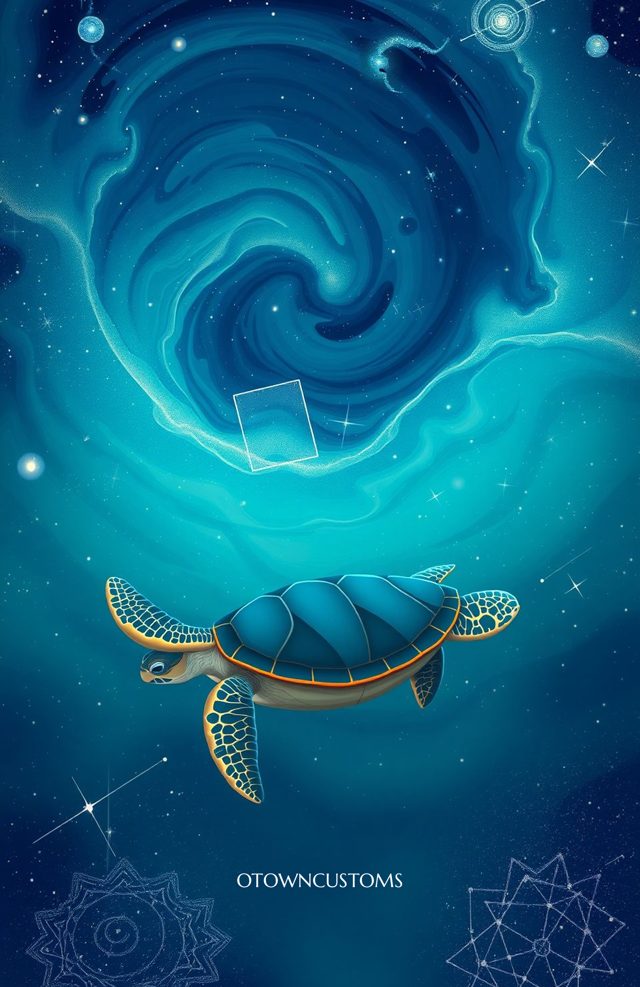 Cosmic Turtle Illustration Sea Turtle Voyage