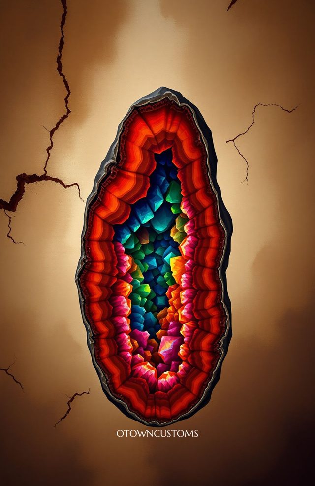 Geode Crystal Rainbow Layered Rock
