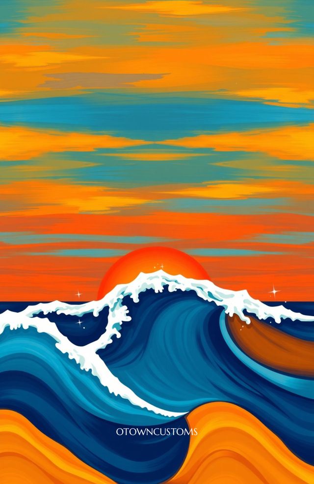 Stylized Sunset Wave Abstract Sunset