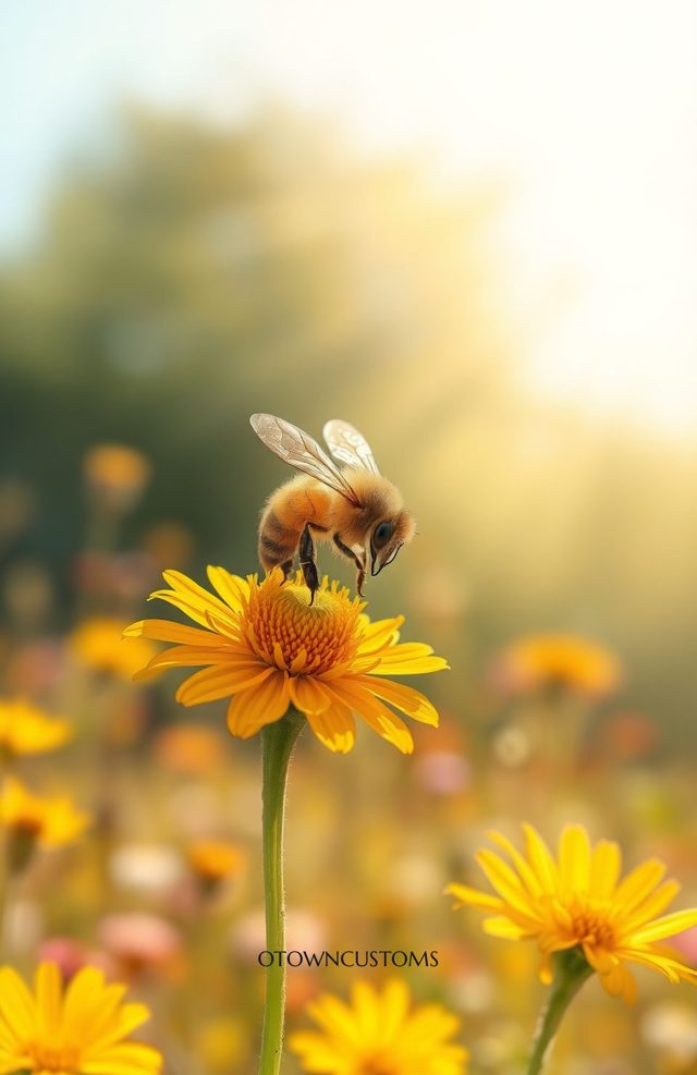 Honey Bee Floral Macro