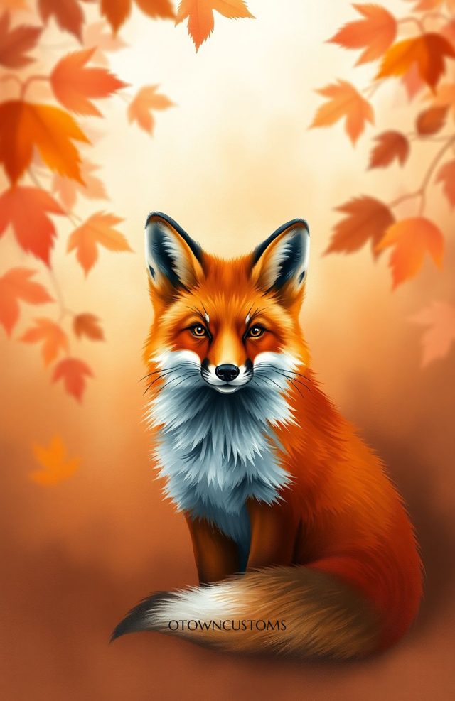 Realistic Rustic Autumn Fox Portrait