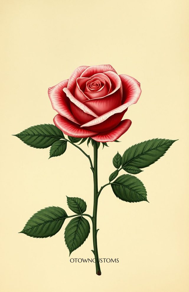 Vintage Rose Botanical Illustration