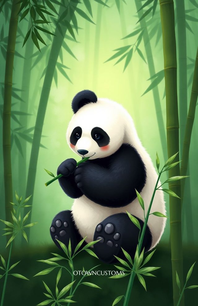 Playful Panda Bamboo Cartoon