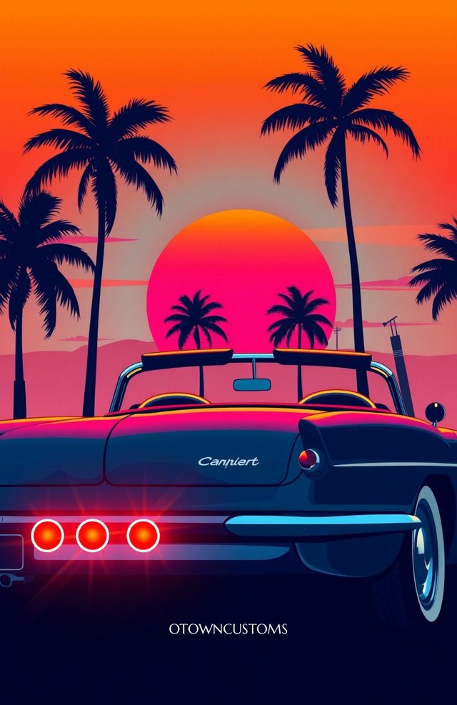 Retro Sunset Synthwave Car