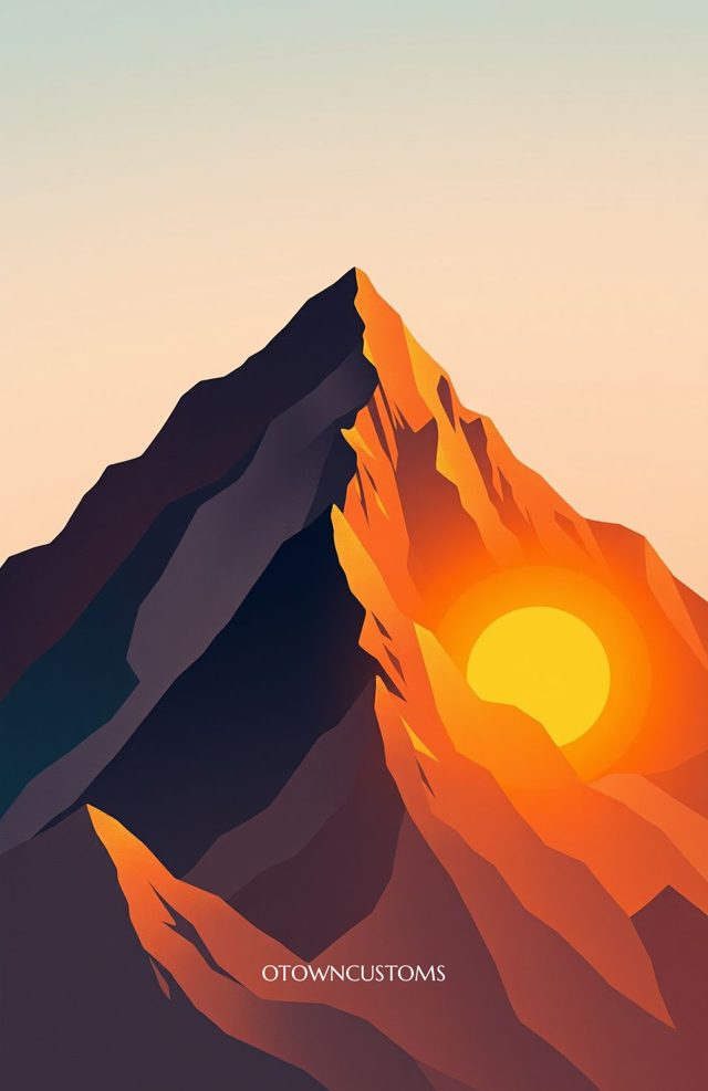 Minimalist Mountain Sunset Geometric Sunrise