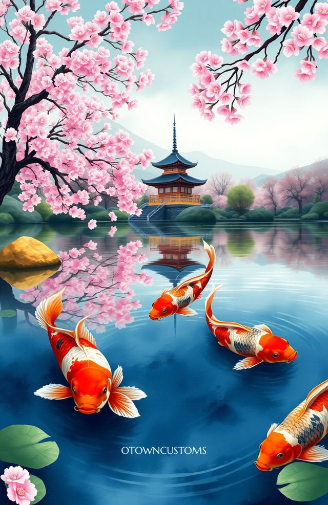 Koi Pond Japanese Garden Reflection