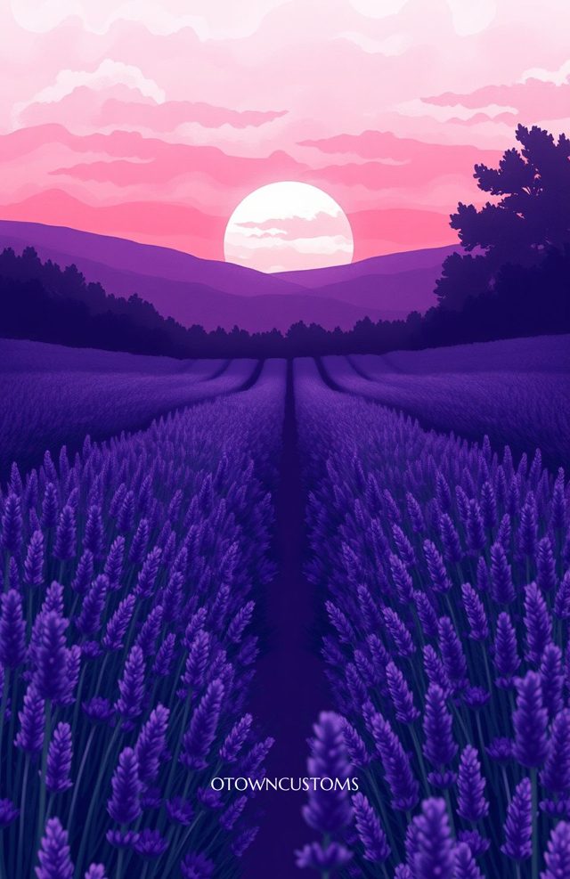 Tranquil Lavender Field Sunset