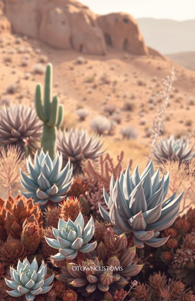 Desert Succulents Garden Close-Up