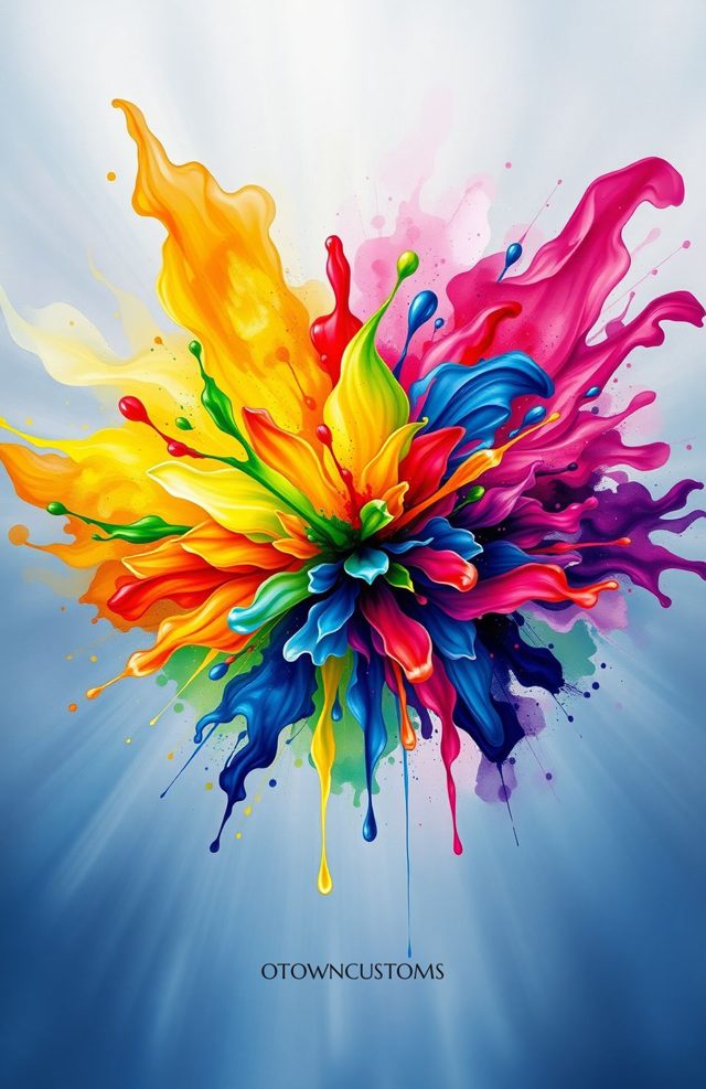 Colorful Paint Splash Abstract Ink Bloom
