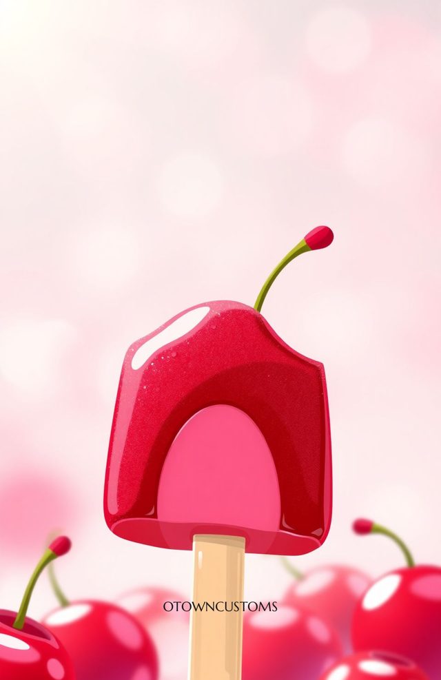 Cute Cheerful Cherry Slice Popsicle