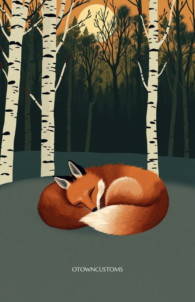 Stylized Forest Fox Sleeping Cute