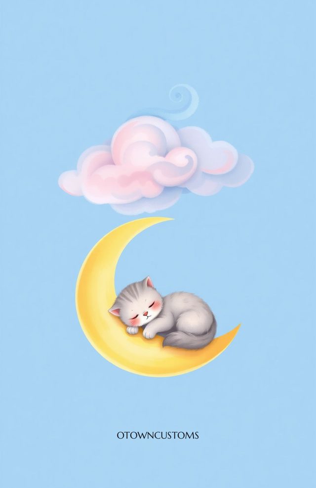 Soft Pastel Illustration Galactic Kitten Dream
