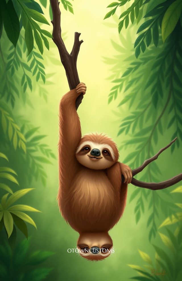 Dreamy Sloth Jungle Cartoon