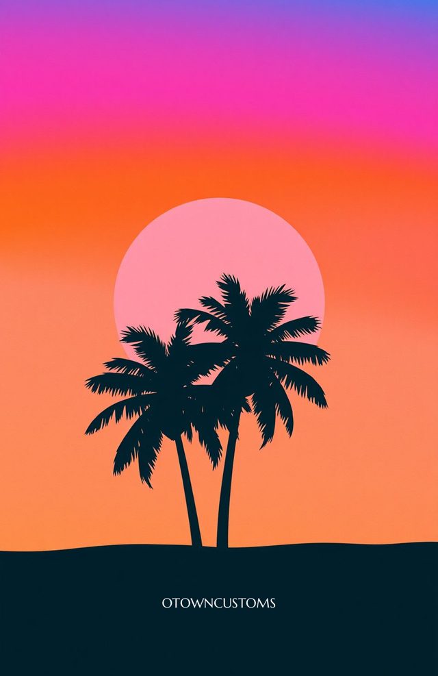 Retro Sunset Palms Gradient