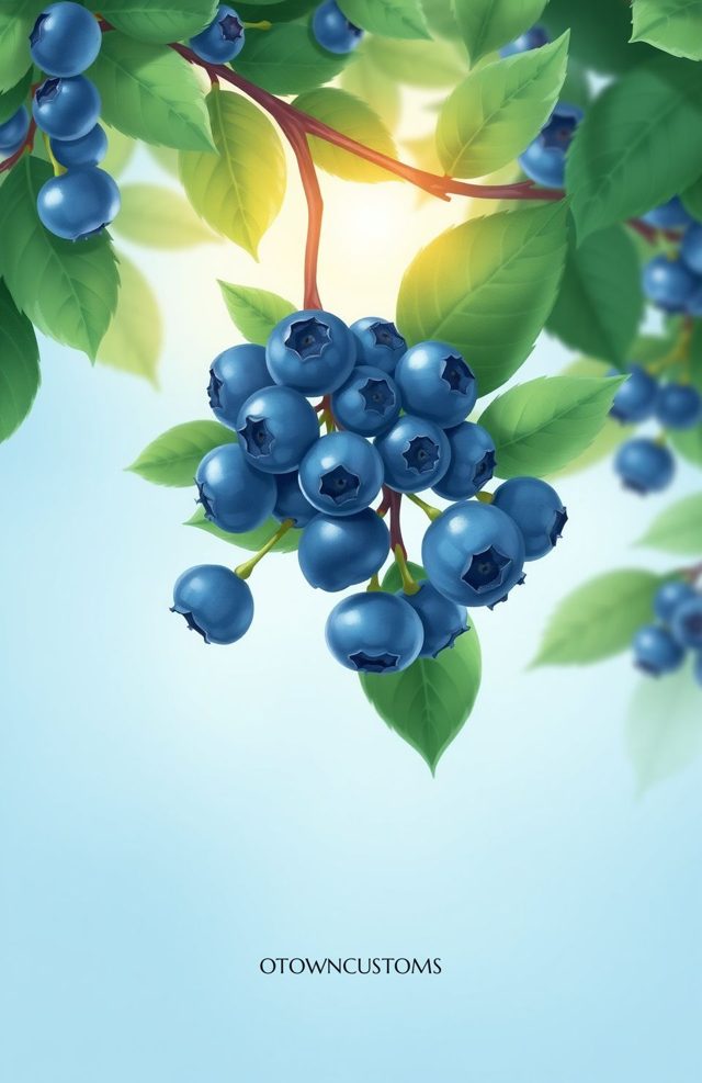 Blueberry Branch Artistic Illustration