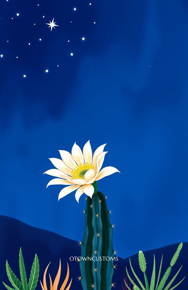 Starry Cactus Bloom Night