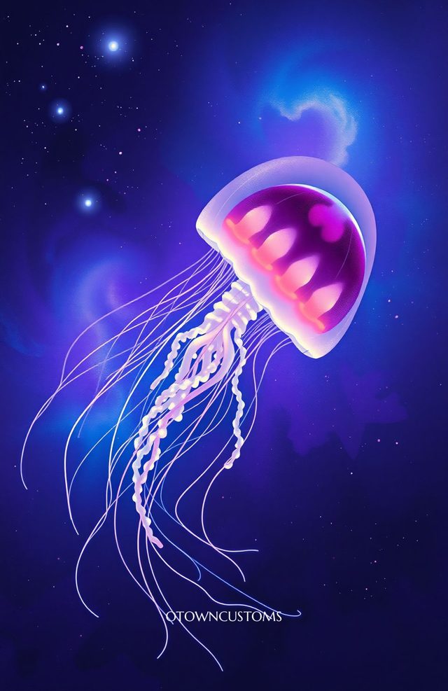 Cosmic Glowing Jellyfish Art