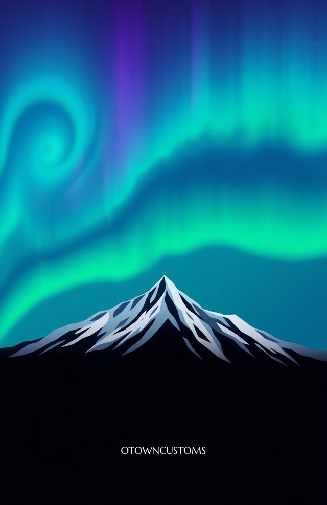 Minimalist Aurora Mountain Vista