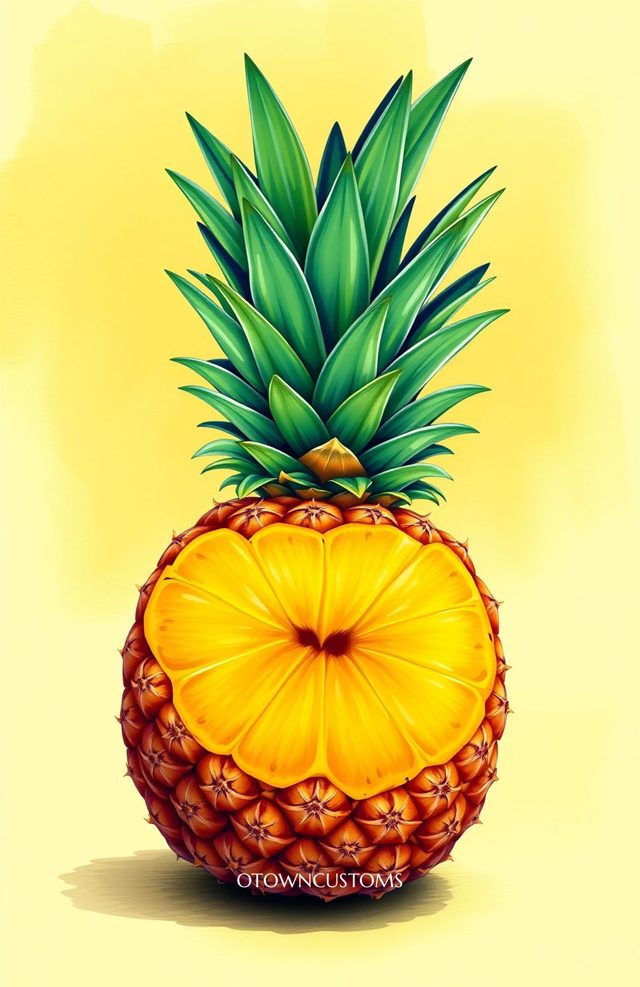 Golden Pineapple Slice Vibrant Tropical