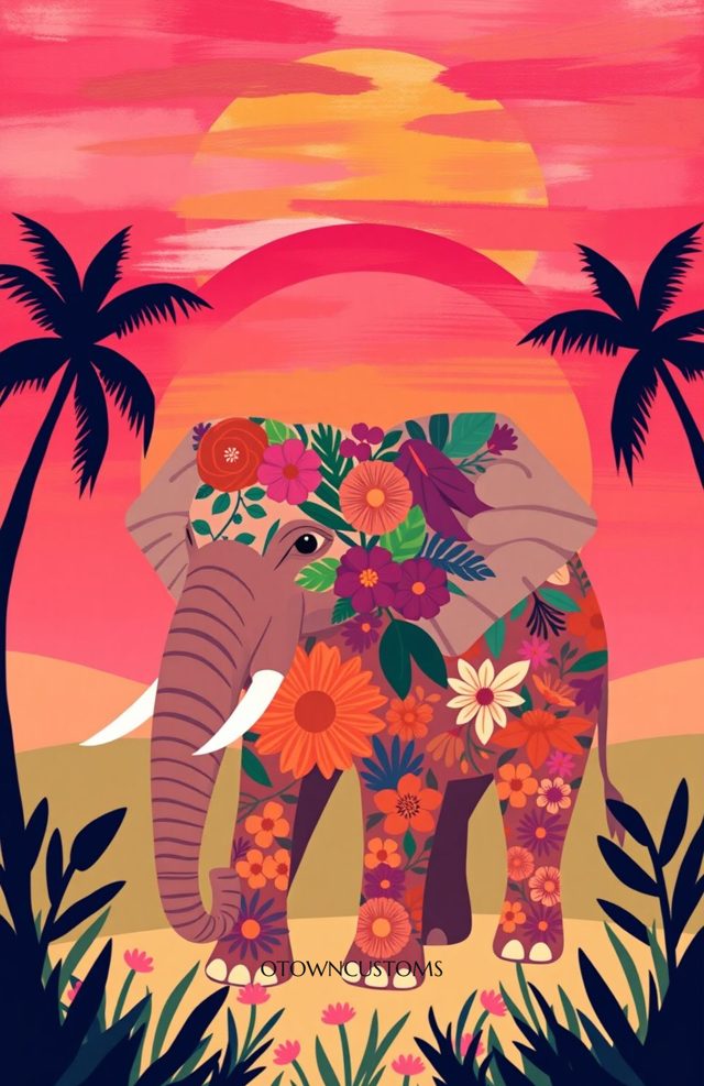 Floral Elephant Spirit Art