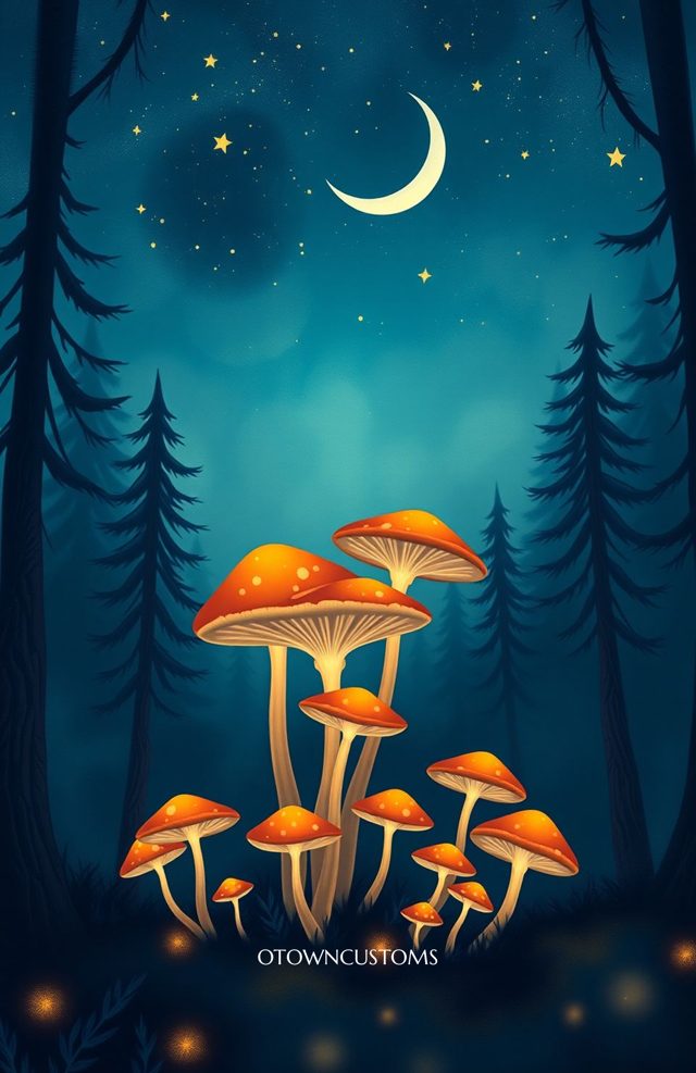 Enchanting Night Forest Mushroom