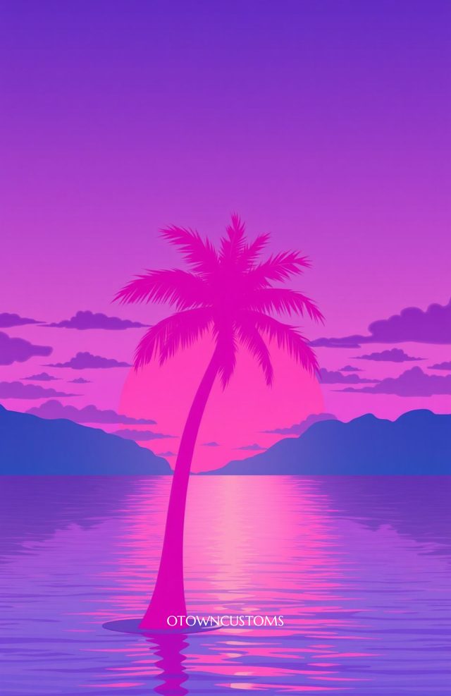 Vaporwave Retro Sunset Palm Beach