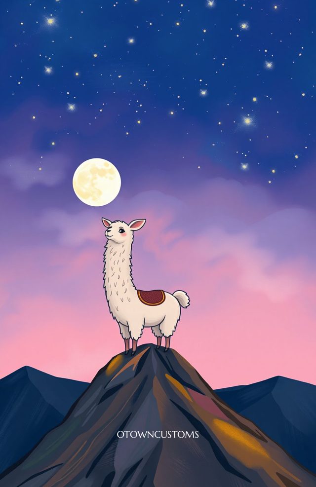 Whimsical Llama Lunar Mountain