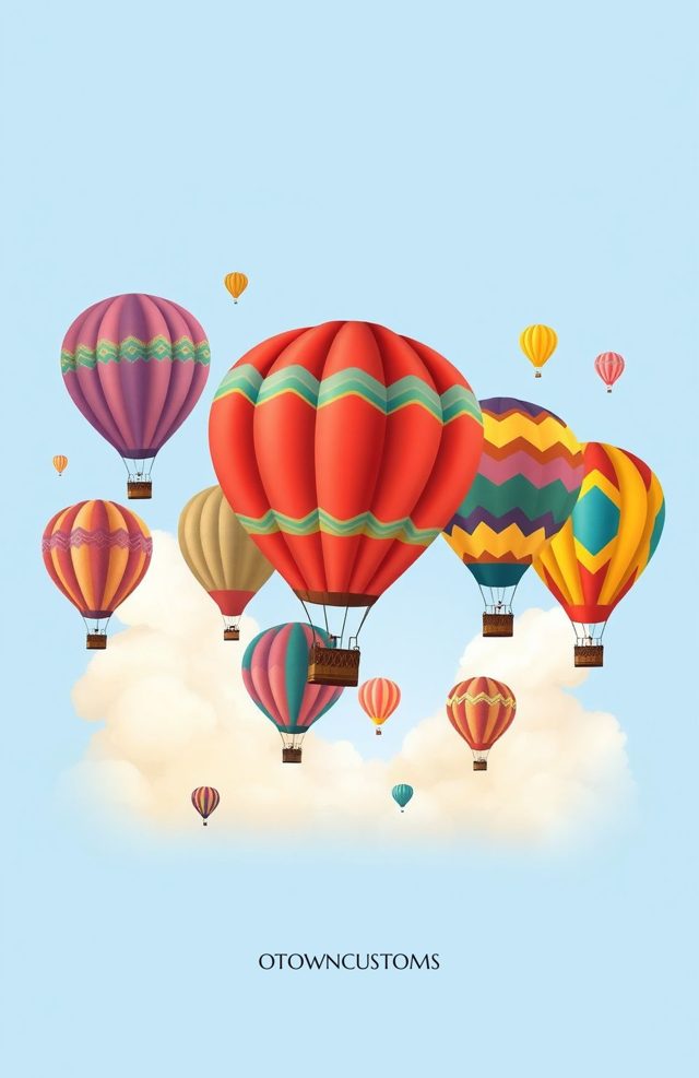 Vibrant Whimsical Hot Air Balloons