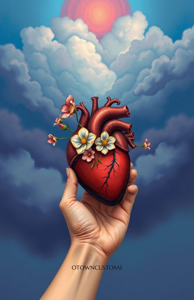 Surreal Heart Blooms Floral Botanical