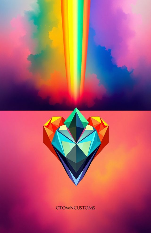 Geometric Rainbow Prism Heart Abstract