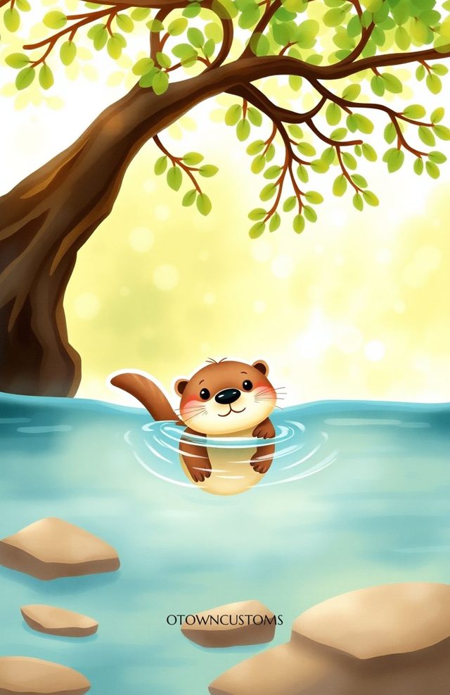 Adorable Cartoon Otter Playful
