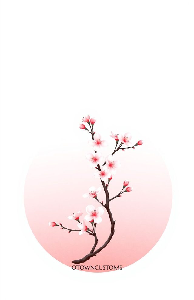 Watercolor Cherry Blossom Branch