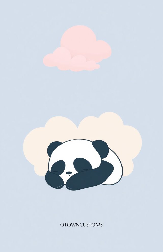 Cute Sleepy Panda Minimalist Cartoon