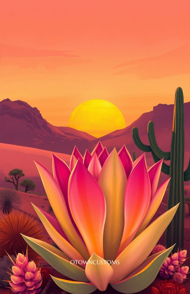 Desert Sunset Art Succulent Bloom