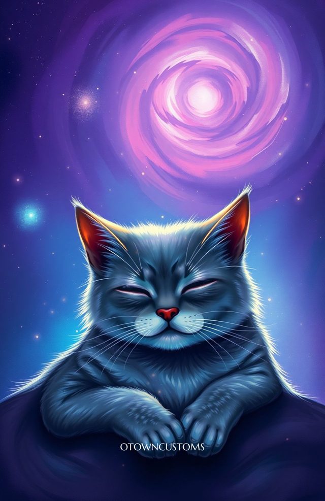 Dreamy Cosmic Nebula Cat
